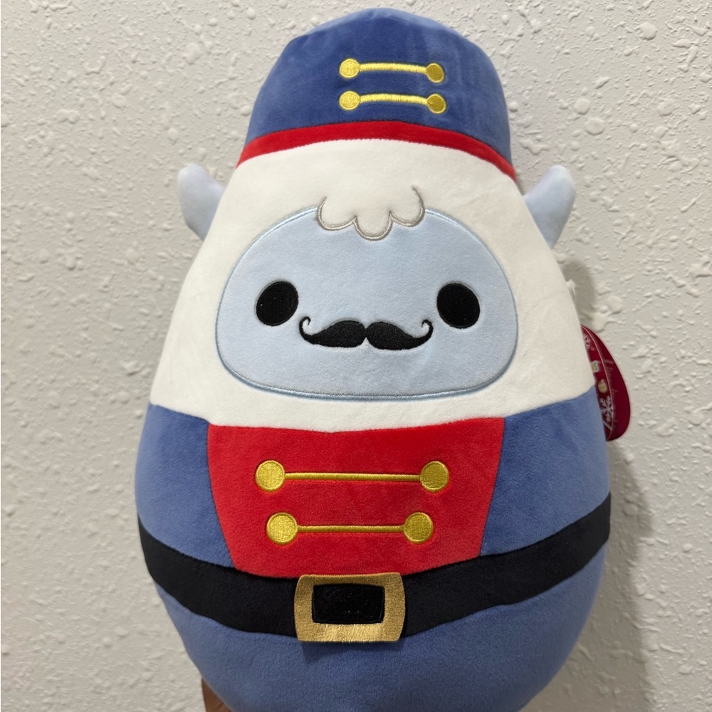 Squishmallows Blue and White Plush with Mustache Nutcracker